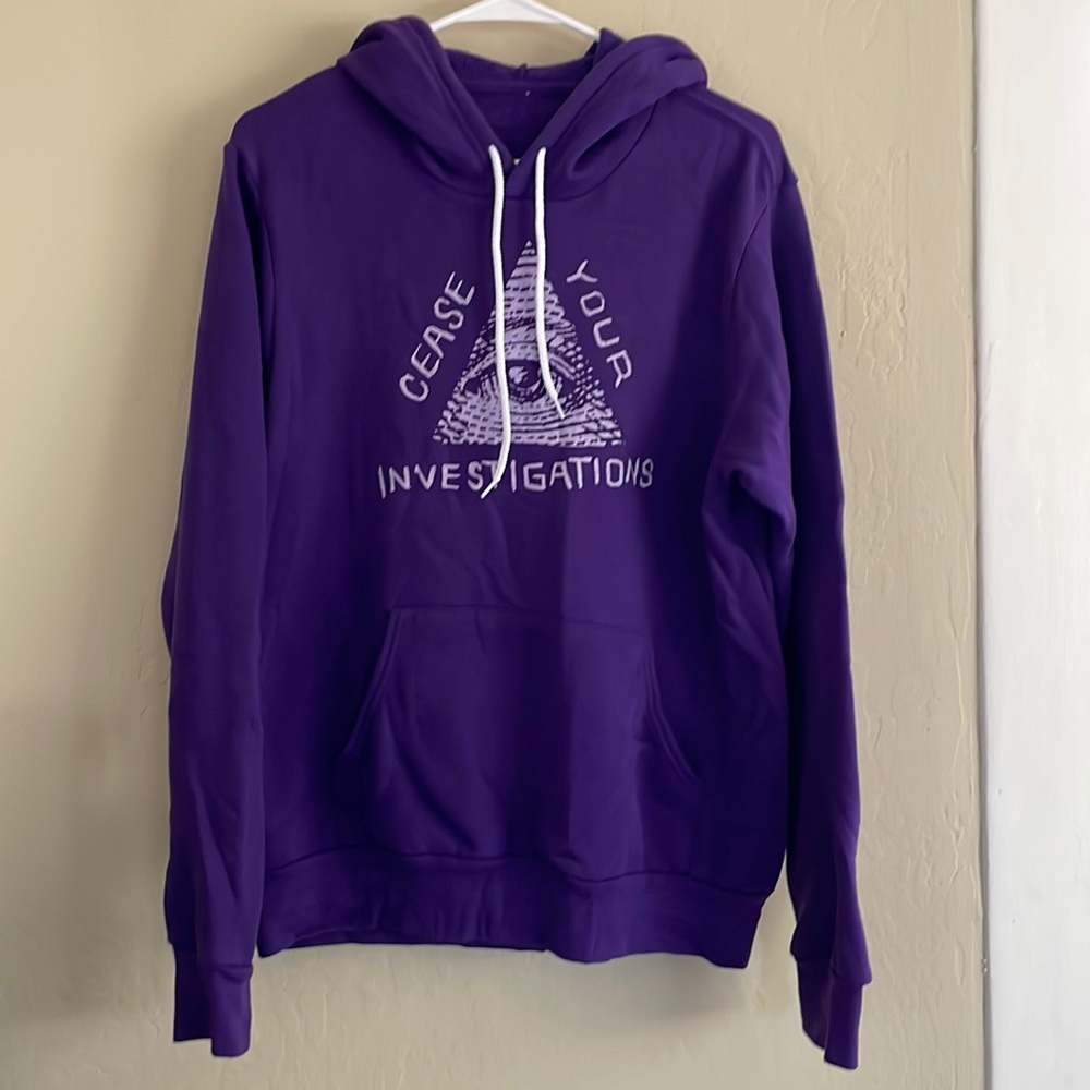 Cease Your Investigations Illuminati Size Medium Purple Hoodie